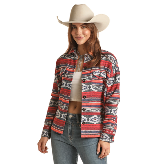 Rock & Roll Women's Boxy Shacket - Grey