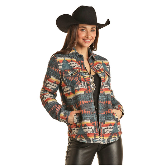 Rock & Roll Women's Shacket w/Snaps - Teal