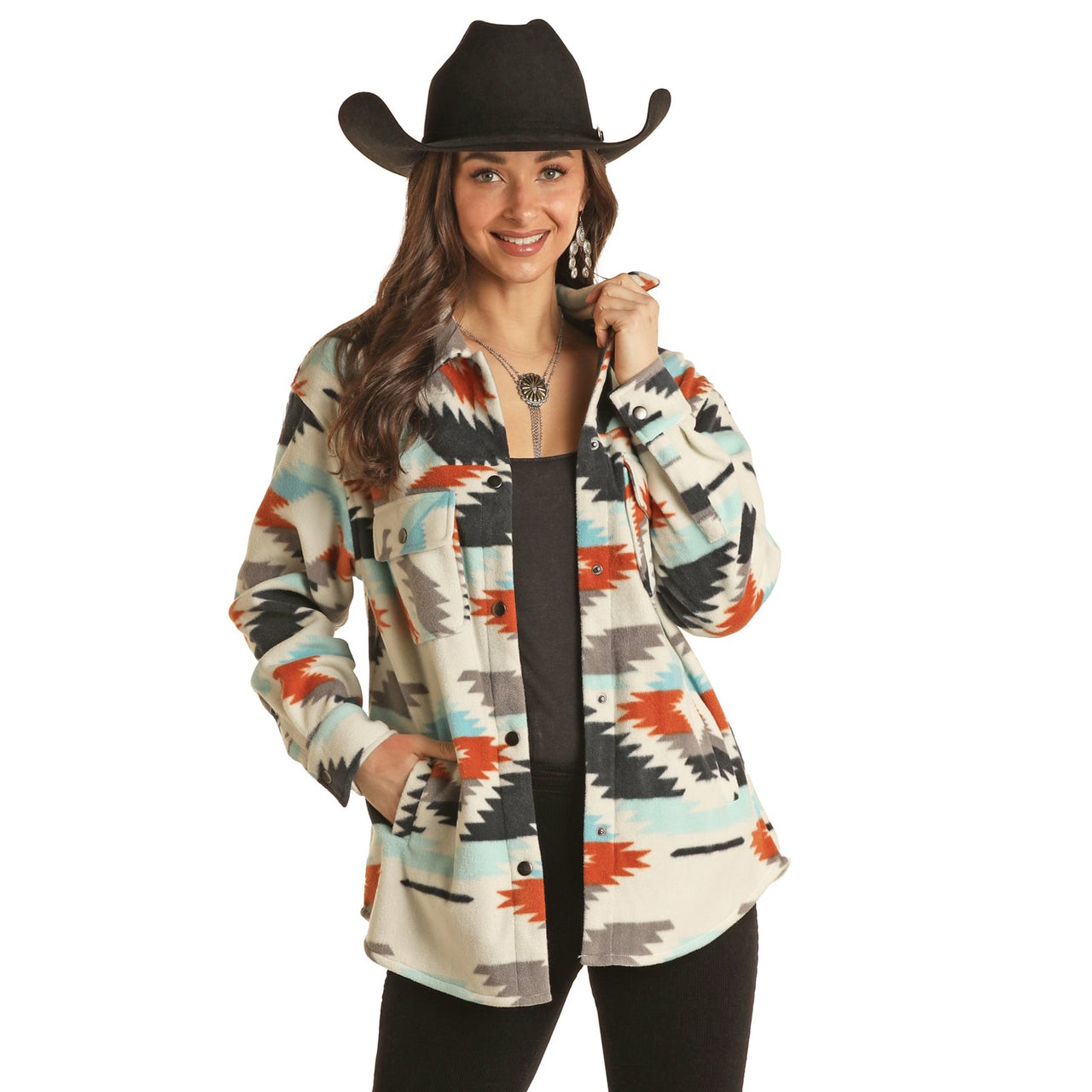 Rock & Roll Women's Fleece Shirt Jacket - Slate