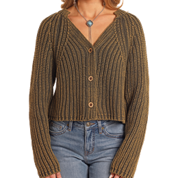 Rock & Roll Women's Chunky Knit Cardigan - Forest Green