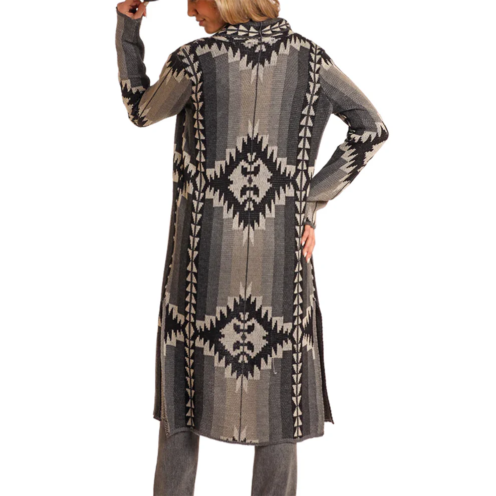 Rock & Roll Women's Aztec Duster - Black