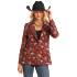 Rock & Roll Women's Long Sleeve Retro Conversational Blazer-Brown