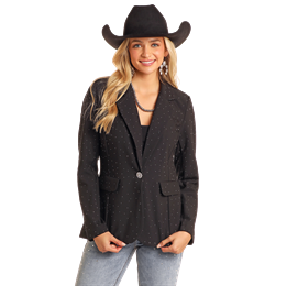 Rock & Roll Women's Rhinestone Blazer - Black