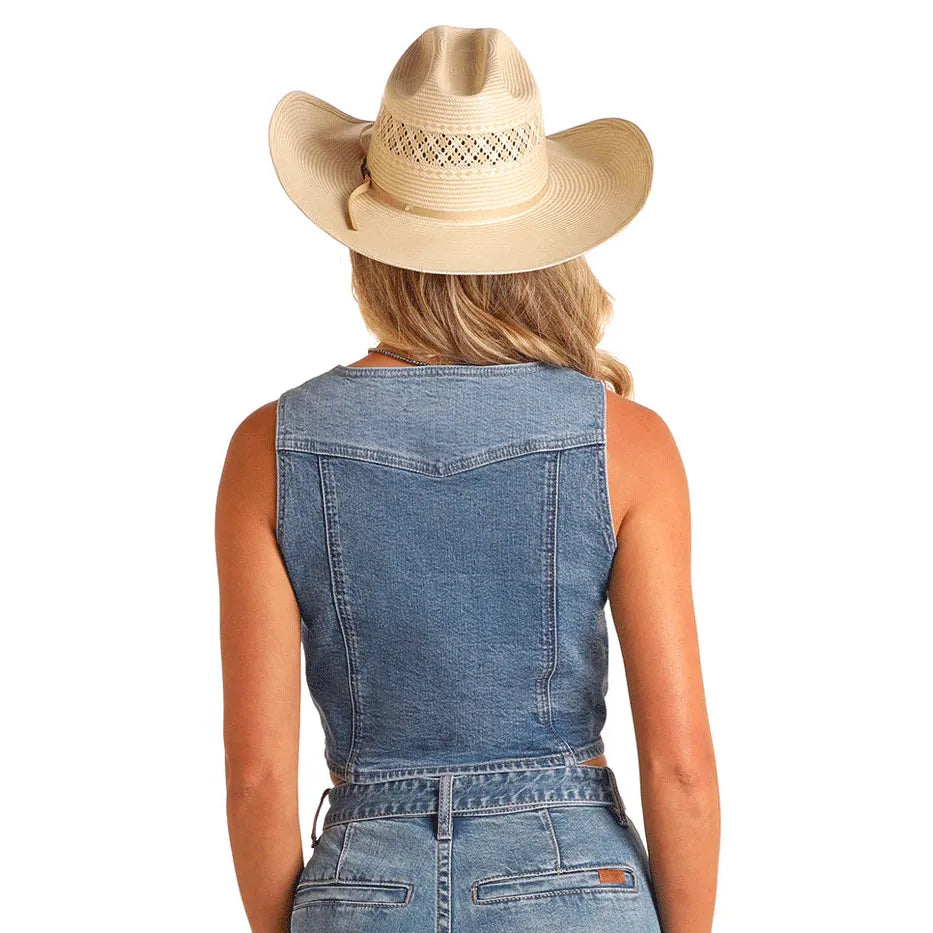 Rock & Roll Women's Two Tone Denim Vest-Medium Vintage