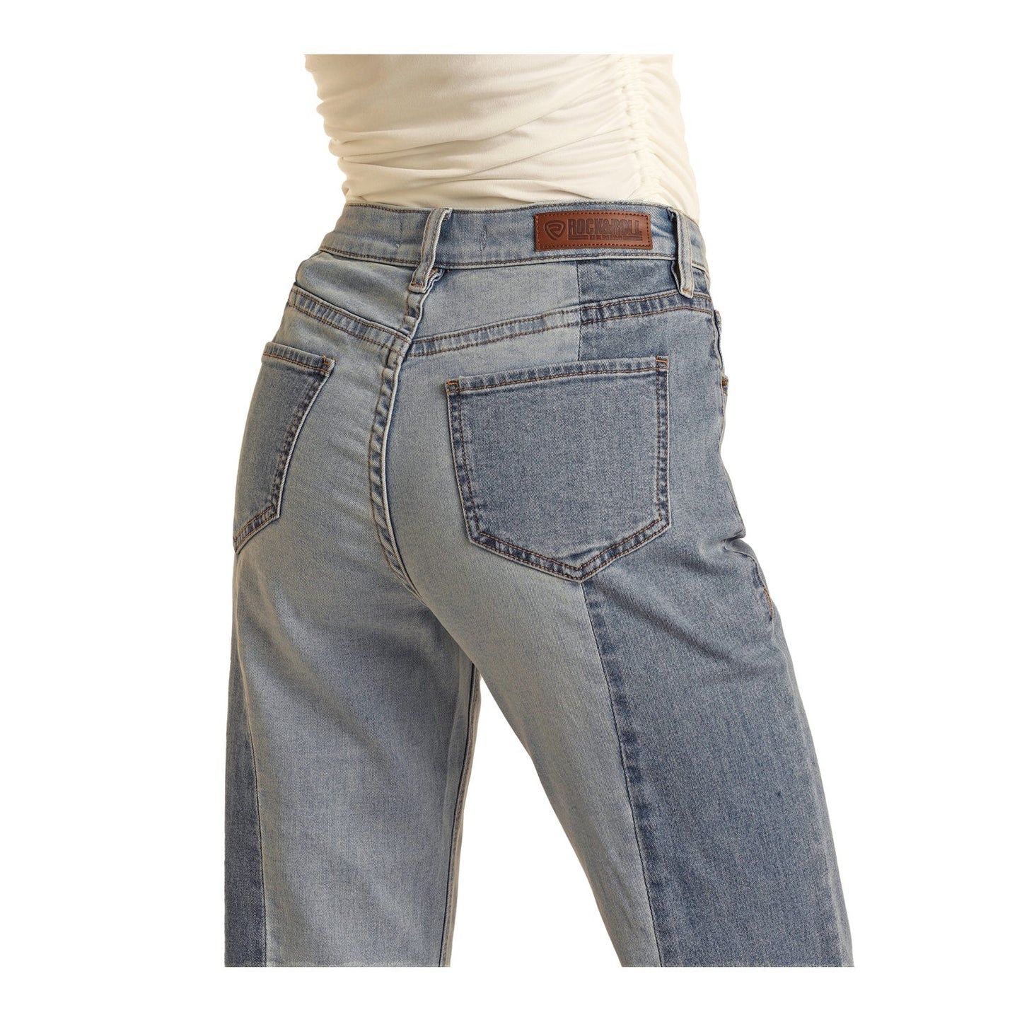 Rock & Roll Women's 2-Tone Crop Jeans - Light Wash