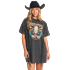 Rock & Roll Women's Graphic Dress with Fringe- Black