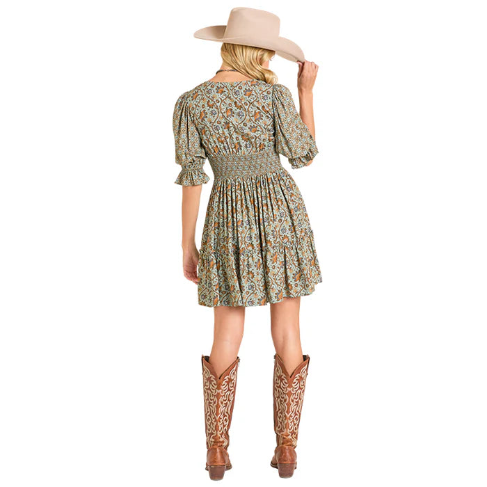 Rock & Roll Women's Smocked Mini Dress - Jade Green
