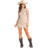 Rock & Roll Women's Western  Long Sleeve Print Mesh Dress- Natural