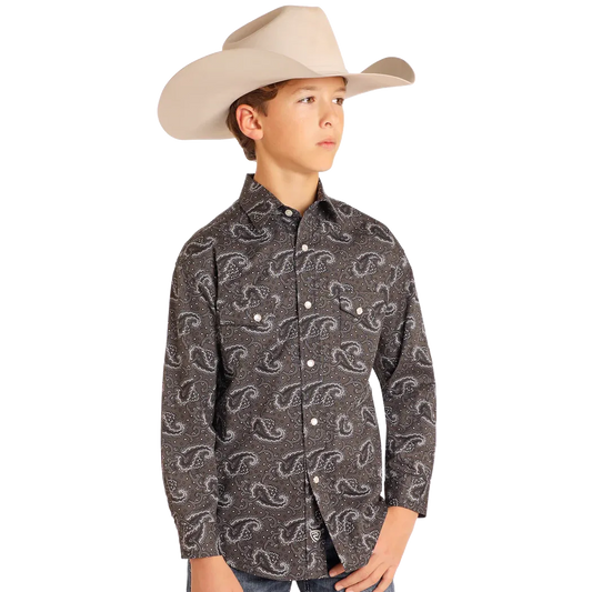 Rock & Roll Boy's Long Sleeve Shirt- Black