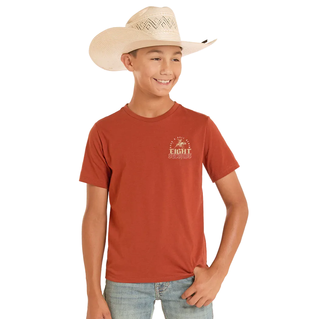 Rock & Roll Boy's Eight Seconds Graphic Tee Shirt - Rust