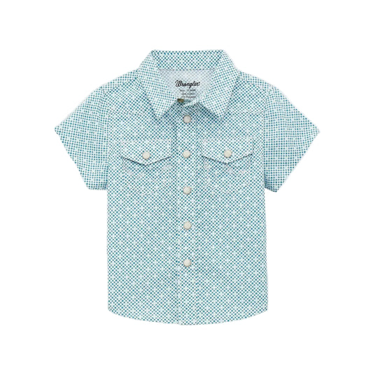 Wrangler Baby Boy's Short Sleeve Western Snap Shirt - Teal Geo
