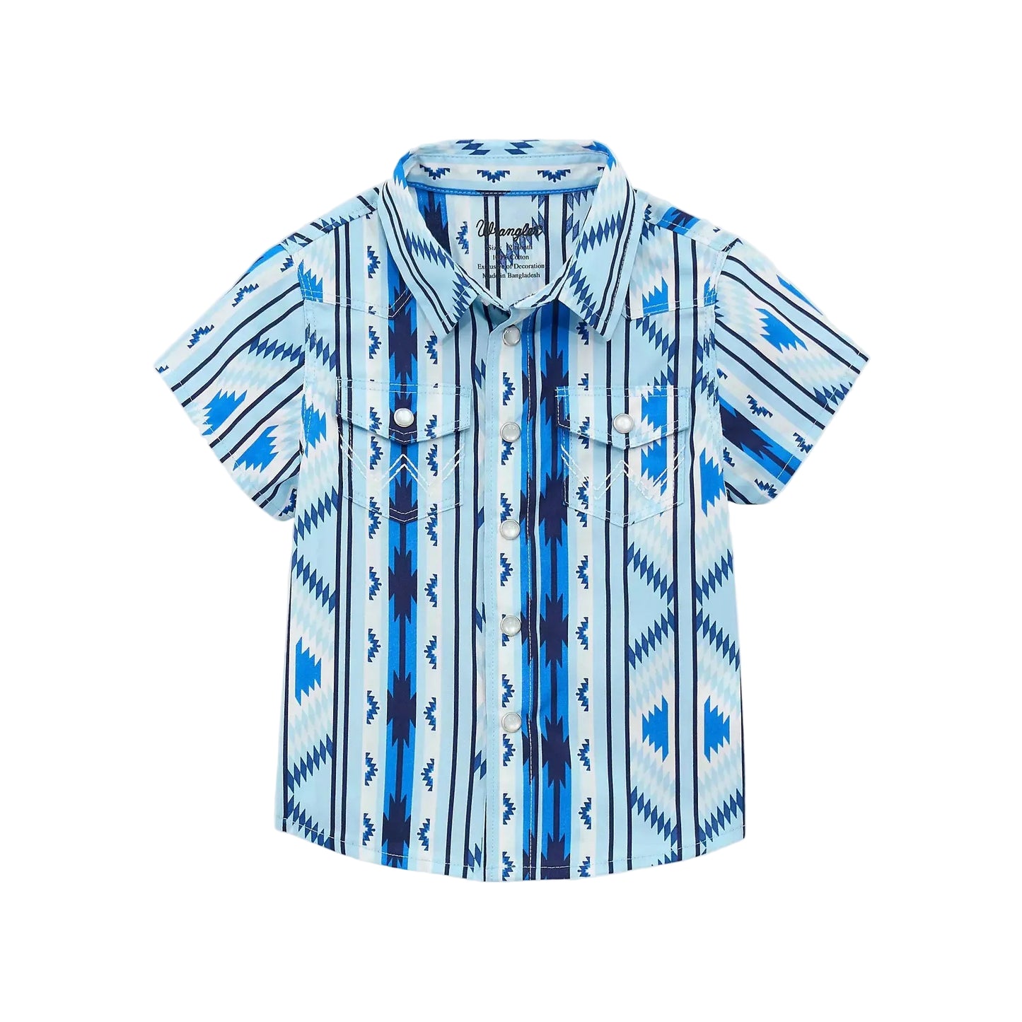 Wrangler Baby Boy's Checotah Snap Front Short Sleeve Western Shirt - Icy