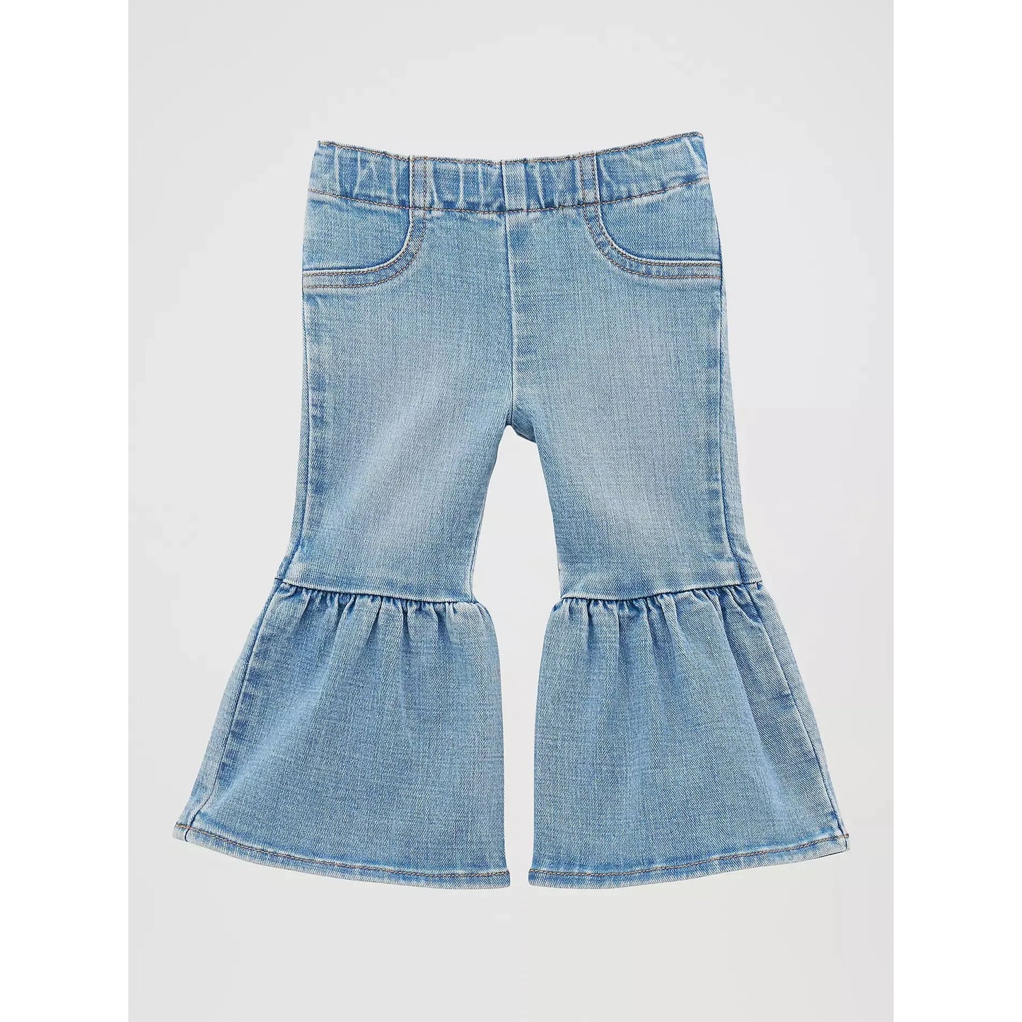Wrangler Baby Girl's Ruffle Leg Flare Jean - Sky