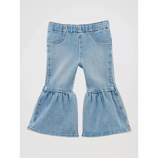 Wrangler Baby Girl's Ruffle Leg Flare Jean - Sky