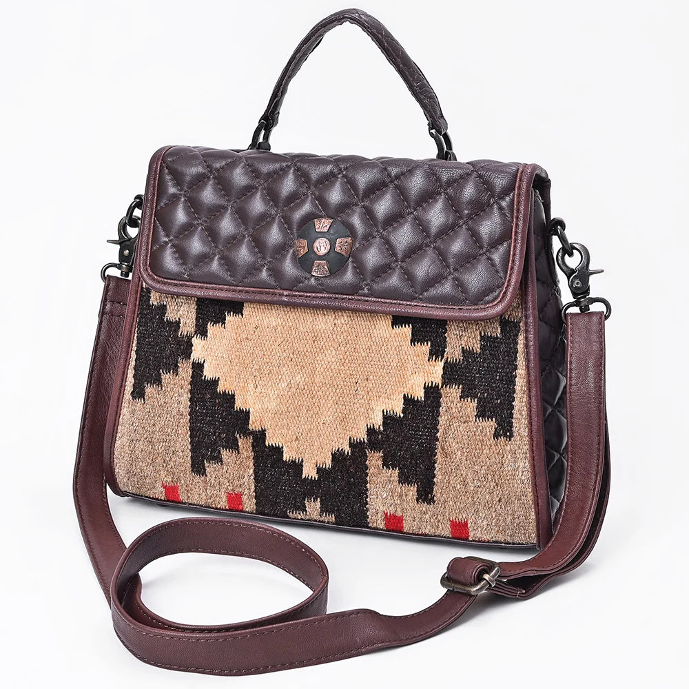 American Darling Western Hand Woven Saddle Blanket Quilted Leather Messenger Bag