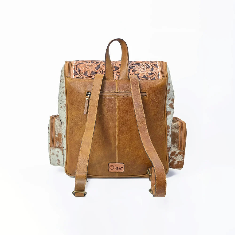 American Darling Women's Hand Tooled Hair On Western Leather Backpack Bag