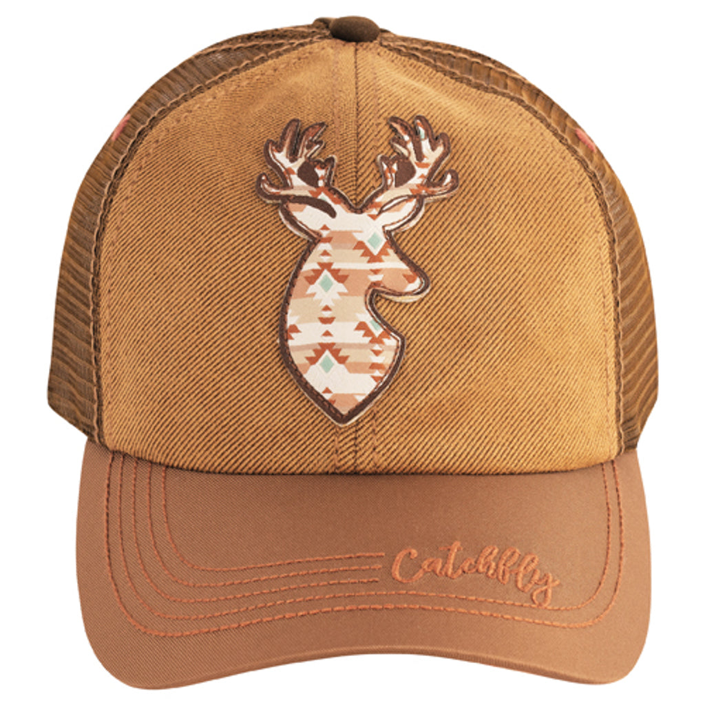 Catchfly Women's Stag Patch with Aztec Designs Baseball Cap - Brown/Copper