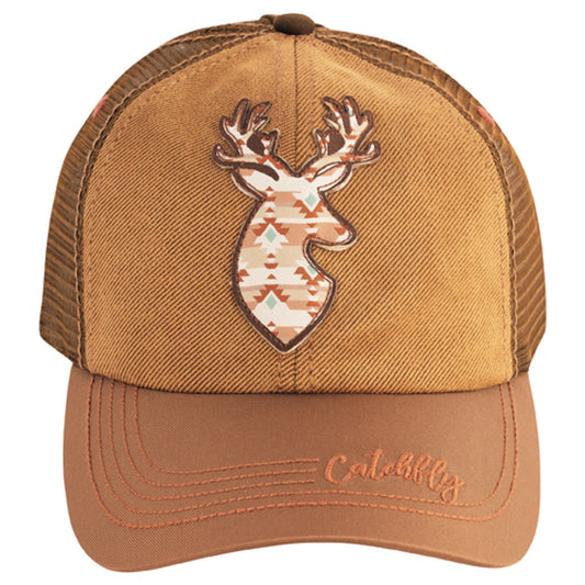 Catchfly Women's Stag Patch with Aztec Designs Baseball Cap - Brown/Copper