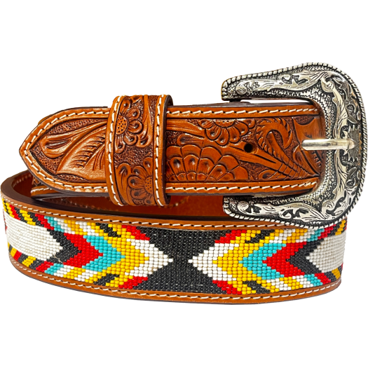 Rugged Earth Unisex Beaded Belt - Brown
