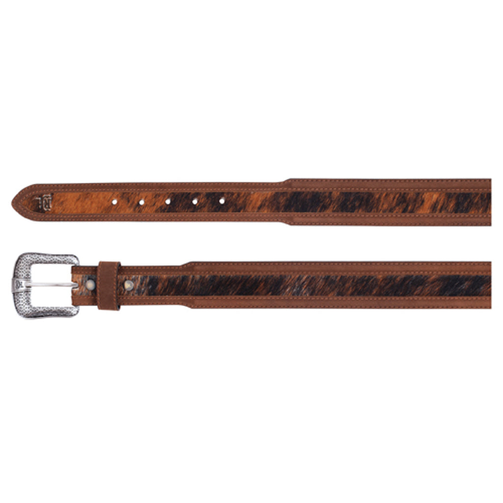Red Dirt Hat Co Men's Hair on Trapunto Leather Belt - Brown