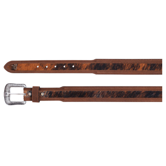 Red Dirt Hat Co Men's Hair on Trapunto Leather Belt - Brown