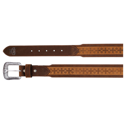 Red Dirt Hat Co Men's Tan Square Cross Leather Belt - Tan/Brown