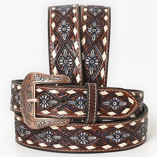 American Darling Unisex Hand Painted Western Leather Belt - Dark Brown