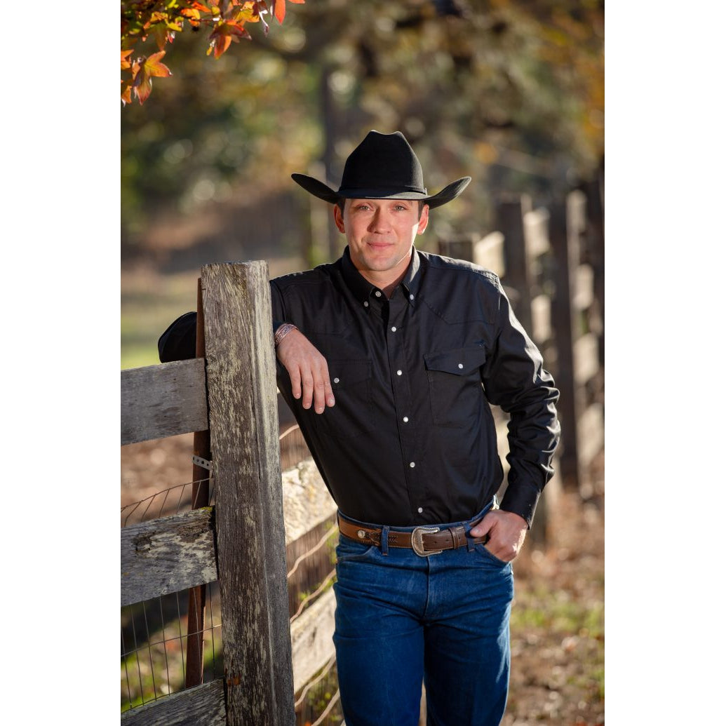 Wyoming Trader Men's Snap Oxford Western Shirt - Black
