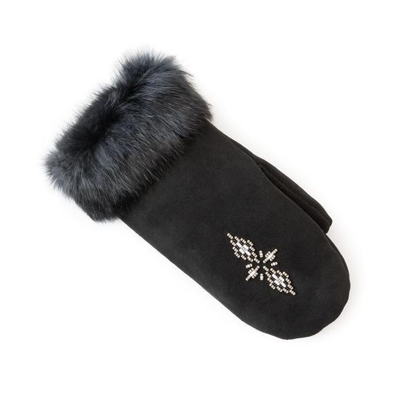 Manitobah Fur Trim Mittens - Black