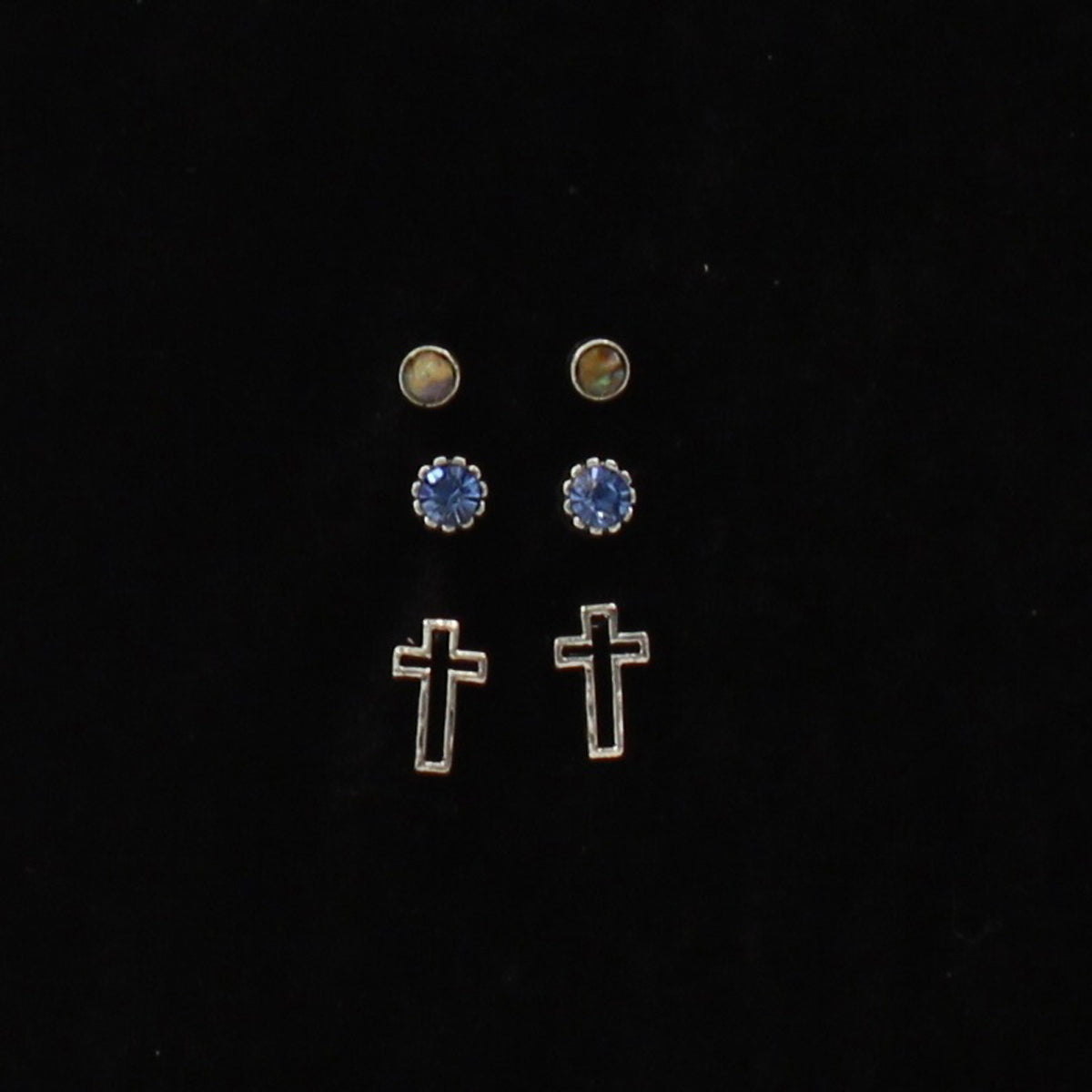 Blazin Rox Cross Stud Earring Set - Multicolor