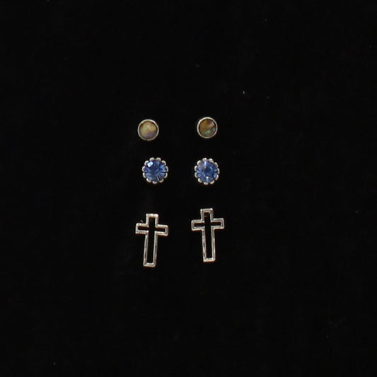 Blazin Rox Cross Stud Earring Set - Multicolor
