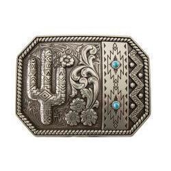 Blazin Roxx Women's Antique Silver Cactus Buckle- Turquoise - Irvine Tack & Western Wear