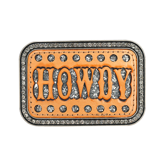 Blazin Roxx Women's Rectangle Leather Howdy Buckle - Antique Silver