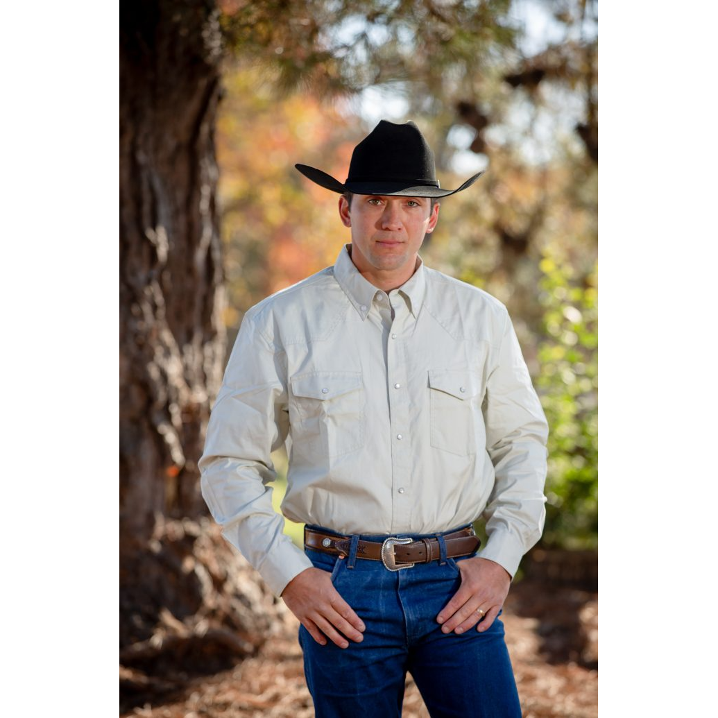 Wyoming Trader Men's Snap Oxford Western Shirt - Stone