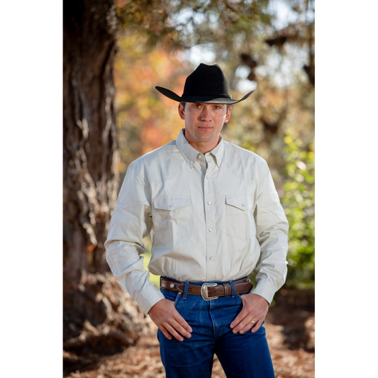 Wyoming Trader Men's Snap Oxford Western Shirt - Stone