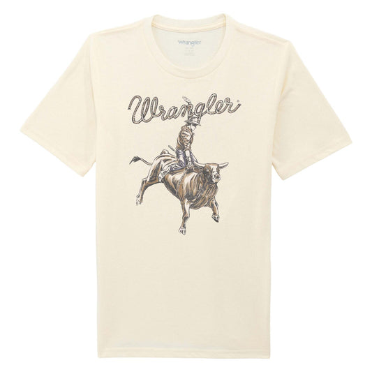 Wrangler Boy's Graphic Short Sleeve Tee Shirt - Antique White Heather