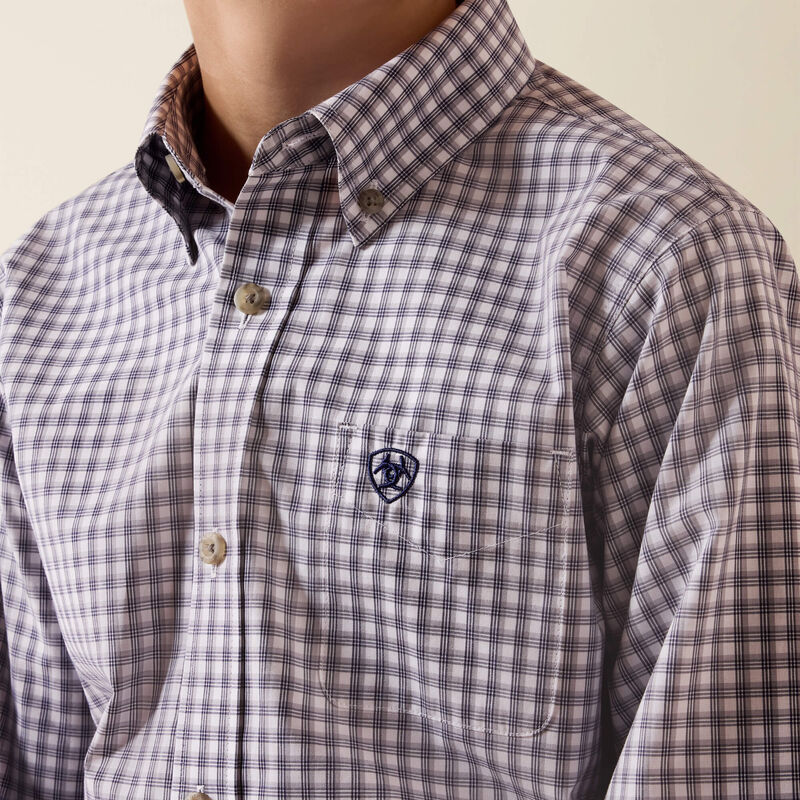 Ariat Boy's Pro Series Blaire Long Sleeve Plaid Shirt - Sheet Grey