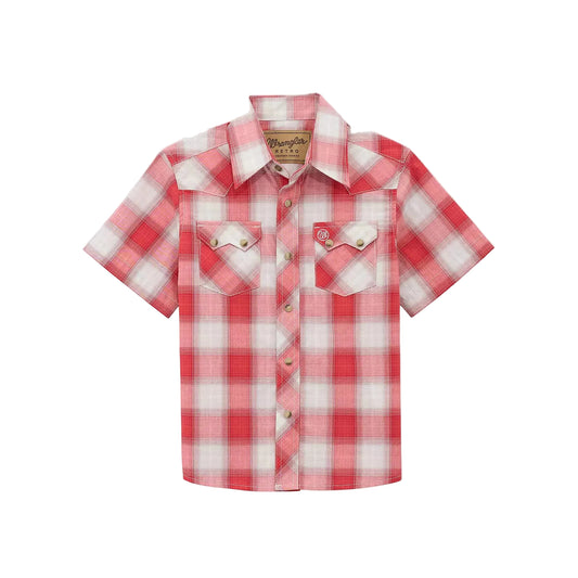 Wrangler Boy's Retro® Short Sleeve Western Snap Shirt - Cherry