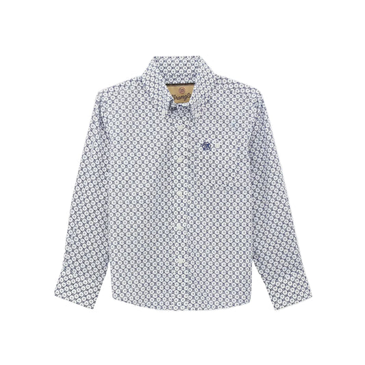 Wrangler® Boy's Classic Long Sleeve Button Down Print Shirt - Circle Geo