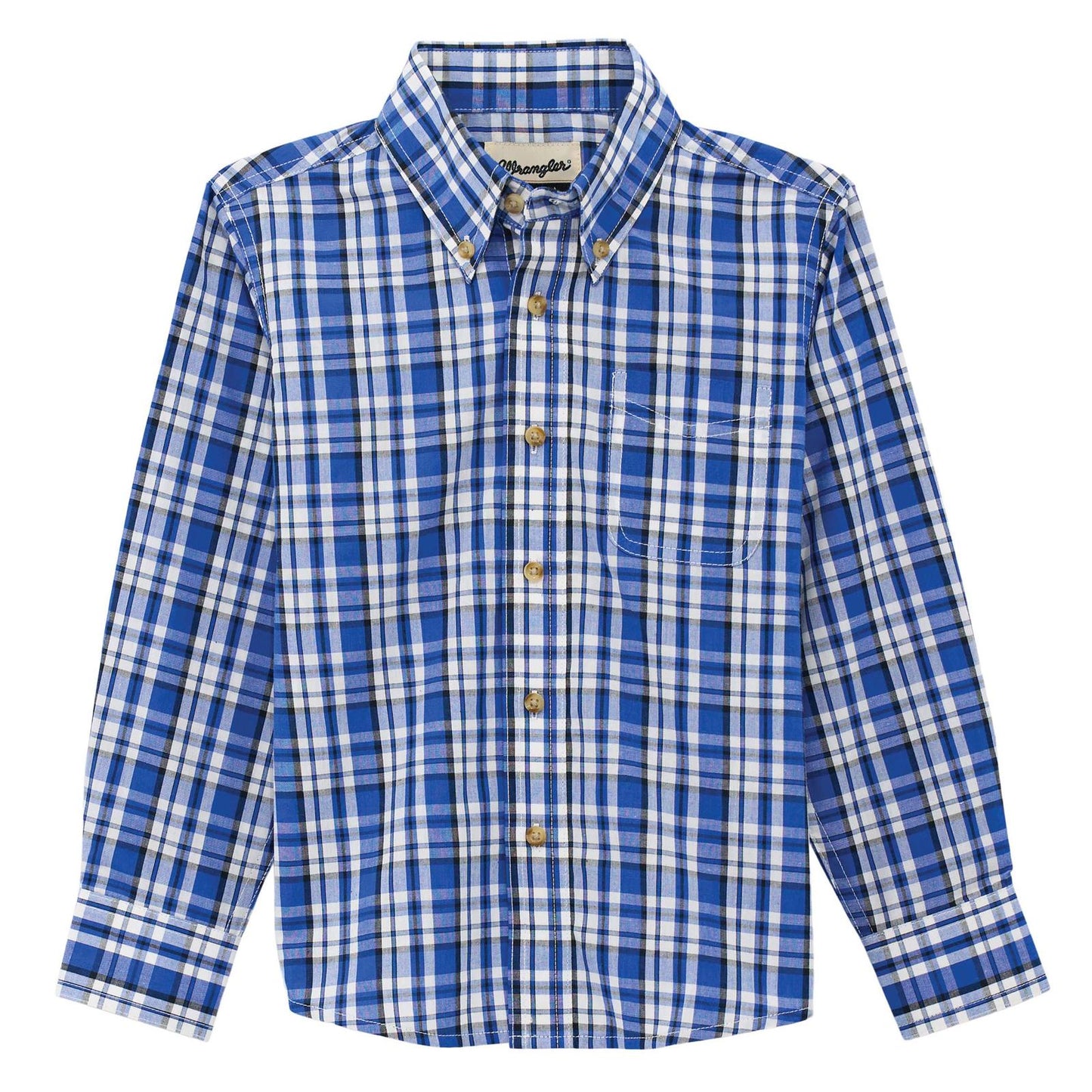 Wrangler® Boy's Riata Long Sleeve Plaid Shirts - Assorted Colours