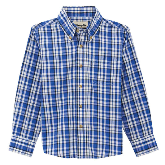 Wrangler® Boy's Riata Long Sleeve Plaid Shirts - Assorted Colours