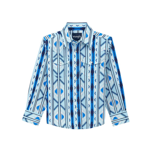 Wrangler® Boy's Checotah Long Sleeve Western Snap Shirt - Icy