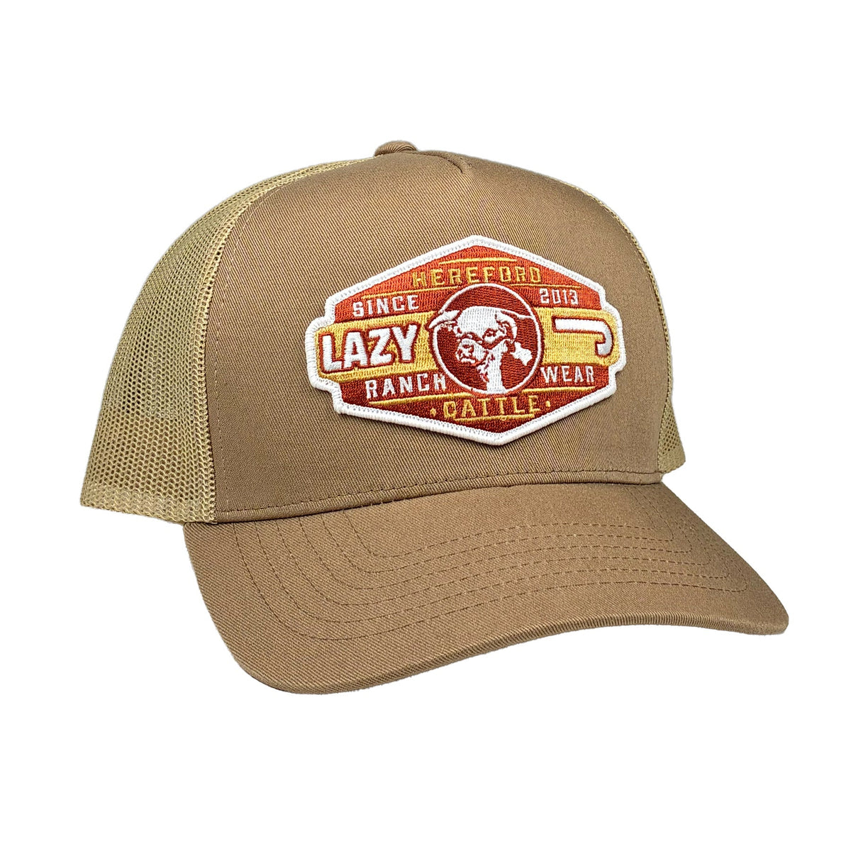 Lazy J Ranch Tan Pecos — Classic Five Panel Trucker Hat