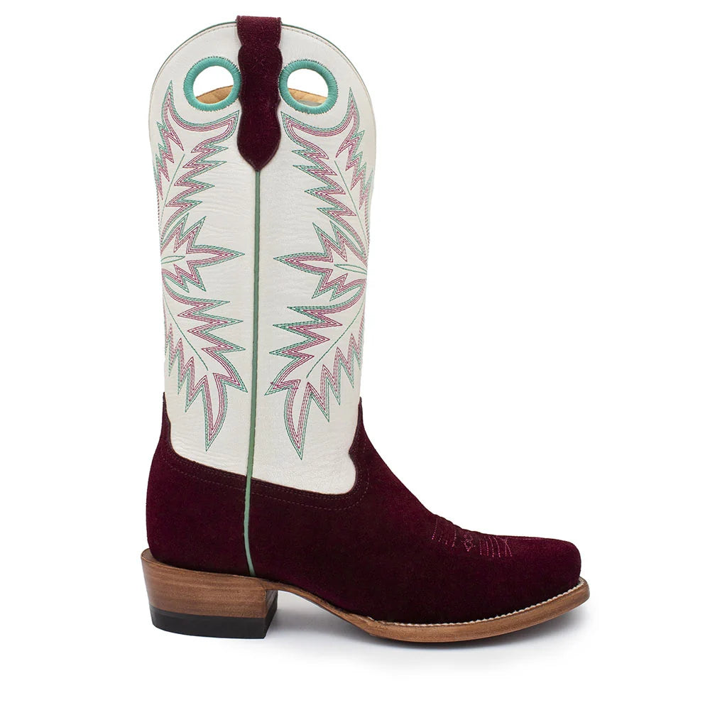 Rocking Diamond Brand Women's Rough Out Cutter Cowgirl Boots - Burgundy
