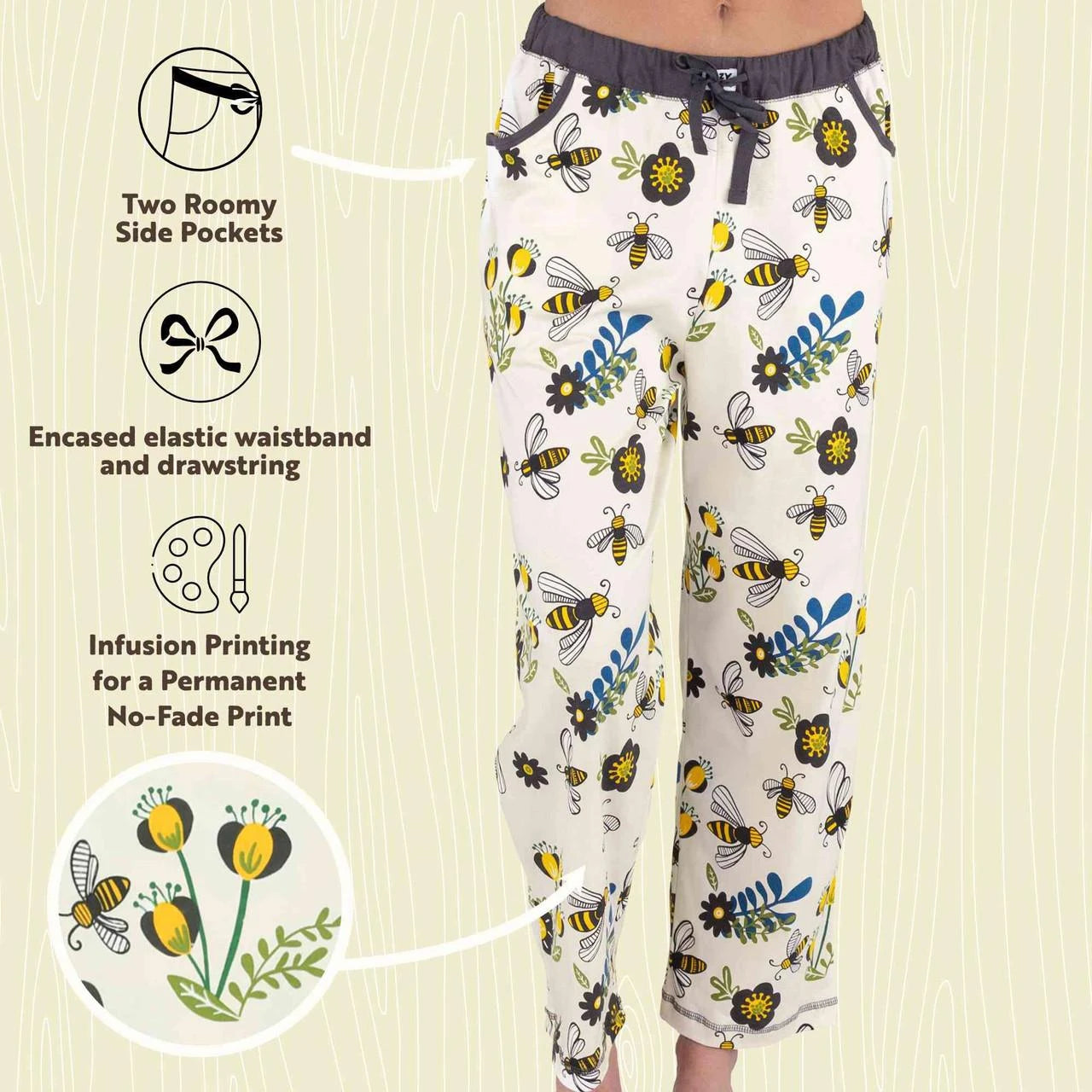 Lazy One Women's Queen Bee Regular Fit PJ Pant - White