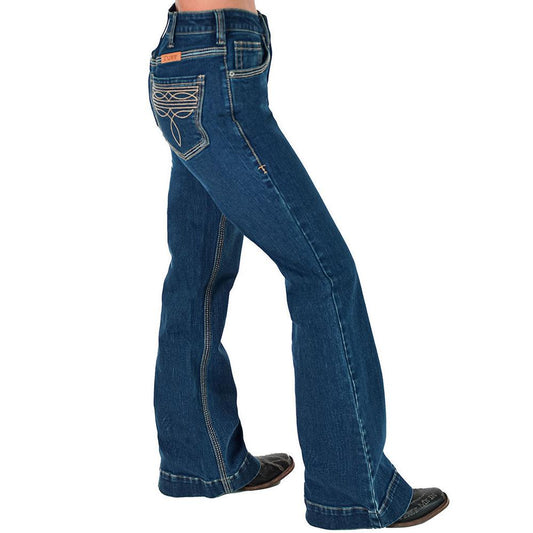 Cowgirl Tuff Women's Tan Boot-ee Trouser Jean - Dark Wash