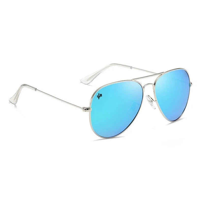 Cactus Alley Aviator Sunglasses - Blue/Silver