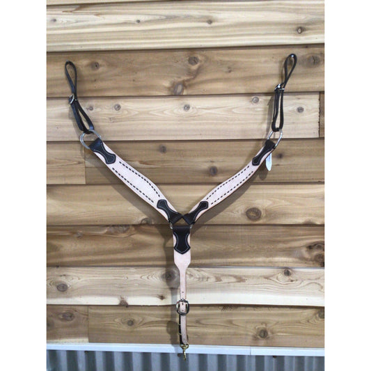 San Saba 2" Shaped R/O Breast Collar with Buckstitch-Chocolate Leather