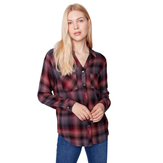 Charlie B Women's Soft Button Down w/Front Pocket - Porto