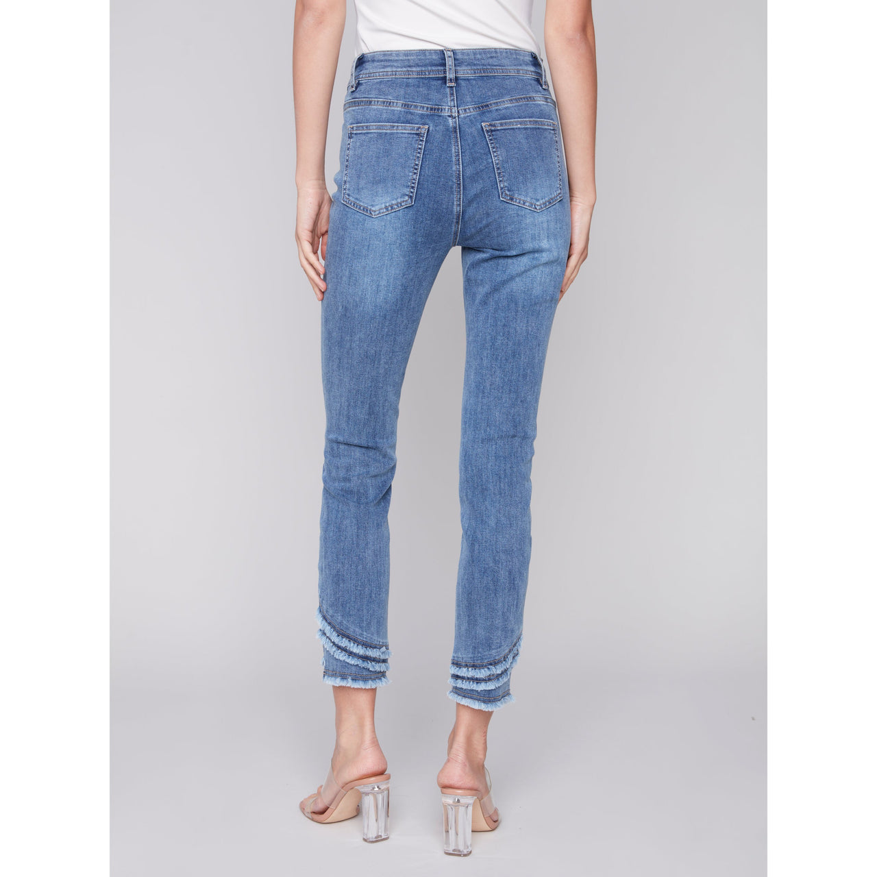 Charlie B Women's Ripped Hem Jeans - Medium Blue